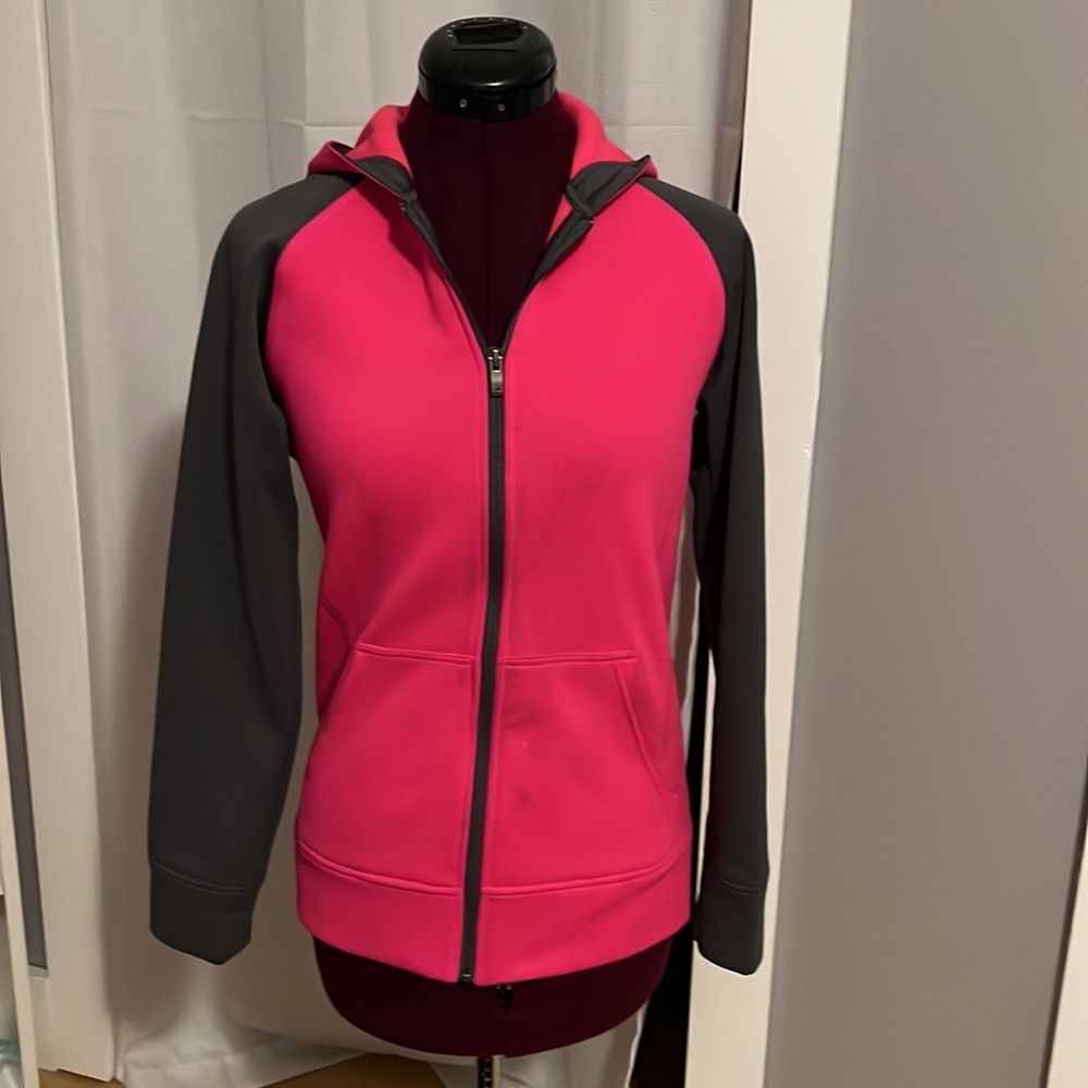 Adidas Pink and Grey Zip-up Jacket Youth XL